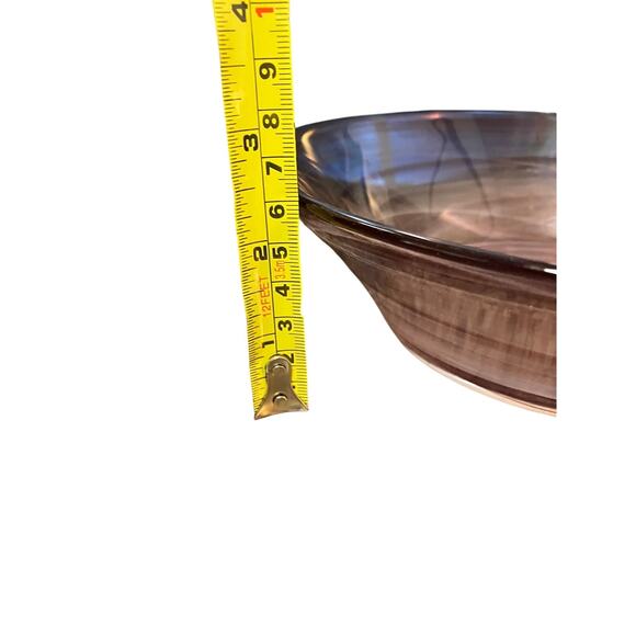 Purple Art Glass Bowl Hand Blown 8.5" Vintage Amethyst Swirl Centerpiece Serving - Picture 5 of 7